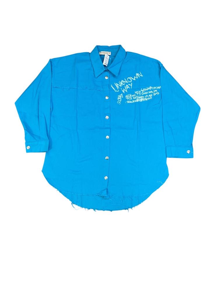 Camasa Denim Dama,Albastra cu Nasturi ,Engros